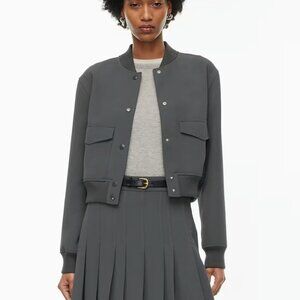 Aritzia Wilfred Stella Cropped Bomber Jacket - Coal Grey S
